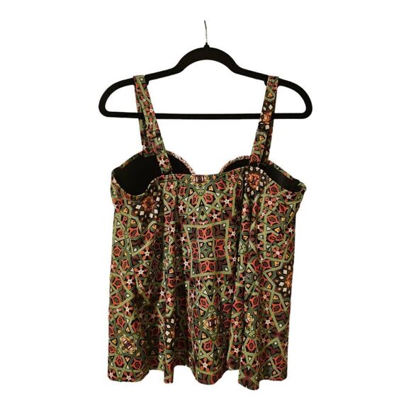 SWIMSUITS FOR ALL Flyaway Tankini Top Geometric Adjustable - Size 12 - Picture 2 of 10